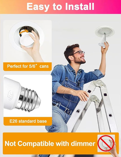 ILC BR30 LED Recessed Can Light Bulbs, Indoor Flood Light Bulbs, RGB Color Changing, 5CCT Tunable with Remote Control, E26 Base, 10W 900LM 70W Equivalent, for 5"/6" Recessed Cans Only, 12 Pack