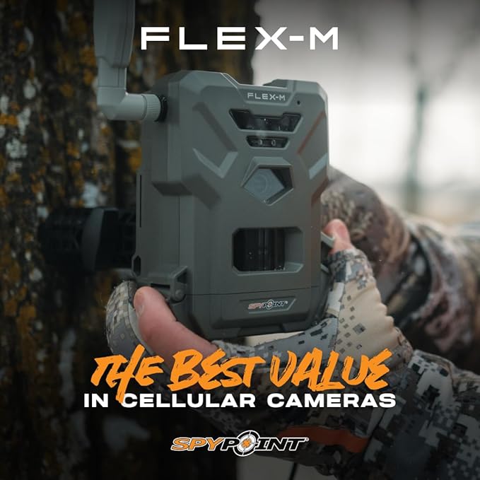 SPYPOINT Flex-M and SD Card Pack - Cellular Trail Cameras |Best Value in Hunting Accessories |No WiFi Needed & GPS-Enabled |Hunting Night Vision | IP65 Waterproof |28MP Photos, 720p Videos