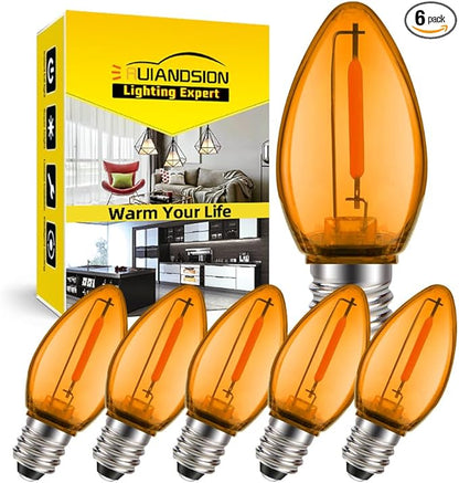 Ruiandsion E12 LED Bulb 110V Orange No Stroboscopic Eye Protection for Chandelier Wall Night Table Floor Window Display Light Pack of 6