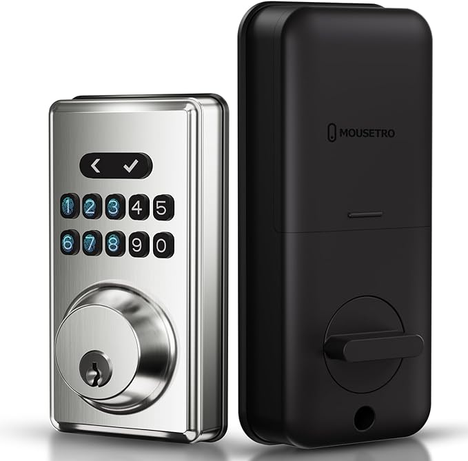 Keyless Entry Door Lock with Keypad, Electronic Smart Deadbolt, Smart Locks for Front Door, Auto Lock, Anti-Peeking Password, Easy Installation, Silver