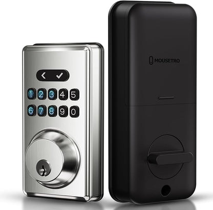 Keyless Entry Door Lock with Keypad, Electronic Smart Deadbolt, Smart Locks for Front Door, Auto Lock, Anti-Peeking Password, Easy Installation, Silver