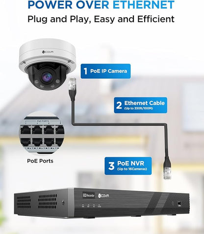 4COVR 4K 16 Channel Security Camera System PoE with 4TB HDD, LY57BA8M1612