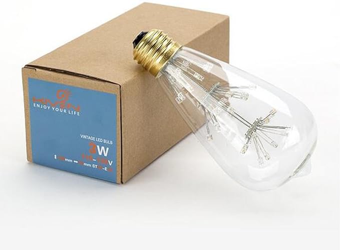 Kiven 3w LED Decorative Vintage Edison Bulbs Antique Style E26 110v Light Bulb Prefer for Indoor Outdoor Pendant Light(Package:1 Pcs)