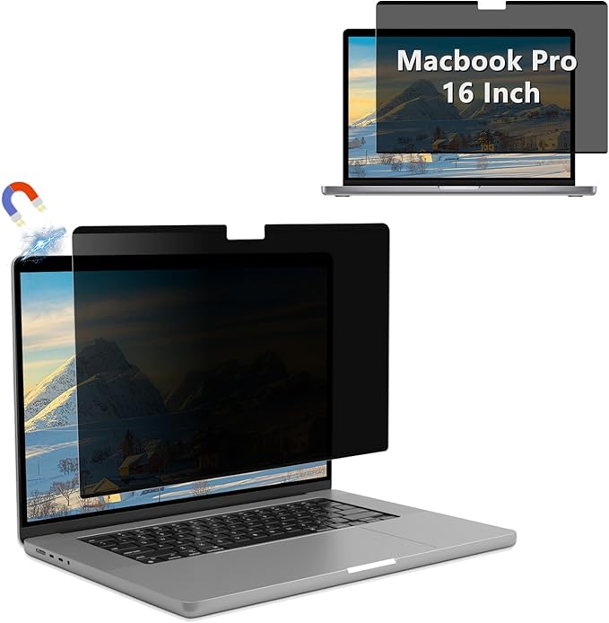 Magnetic Privacy Screen Protector for MacBook Pro 16 Inch (2021-2026, M1/M2/M3/M4/M5, Pro/Max) Removable Matte Anti Glare Blue Light, Anti-Spy Screen Filter for Mac Pro 16inch Laptop Filter