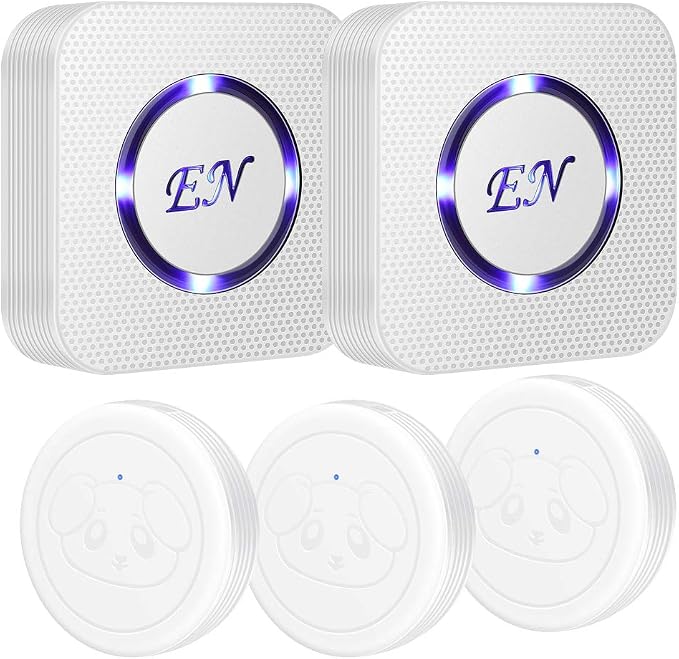 Dog Door Bell,Smart Dog Bells to Go Outside,Doorbell for Potty Training,Communication Bell for Puppies with 3 Waterproof Touch Buttons & 2 Receiver