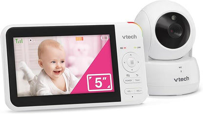 VTech VM924 5" Pan Tilt Zoom Video Baby Monitor – No WiFi, 17 Hour Battery, 1000ft Range, Night Vision, Lullabies, Temperature Sensor & 2-Way Talk – Ideal for New Parents