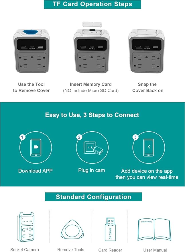2026 Upgraded Hidden Camera - Outlet Camera - HD 2K Mini Wireless Nanny Cam Security Camera with Motion Detection - 120° Wide Angle for Discreet Home Indoor Security(Grey+128G SD Card)