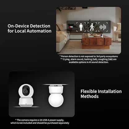 Aqara 2K Indoor Security Camera E1, Pan & Tilt, HomeKit Secure Video Indoor Camera, Two-Way Audio, Night Vision, Person Tracking, Wi-Fi 6, Plug-in Cam Supports HomeKit, Alexa and IFTTT