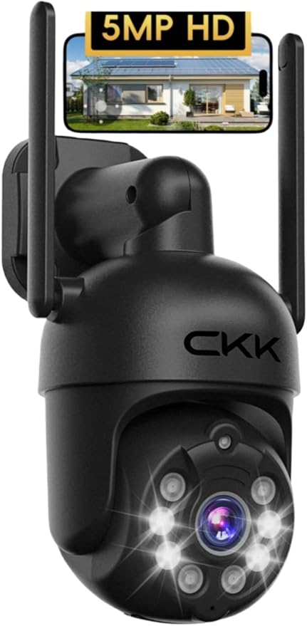 CKK [3K Security Camera Outdoor] Color Night Vision, Wireless PTZ Cameras for Home Auto Tracking, IP66 2-Way Audio,3K WiFi Camera for Indside/Outside Security,Human Detection, 360° View,C102
