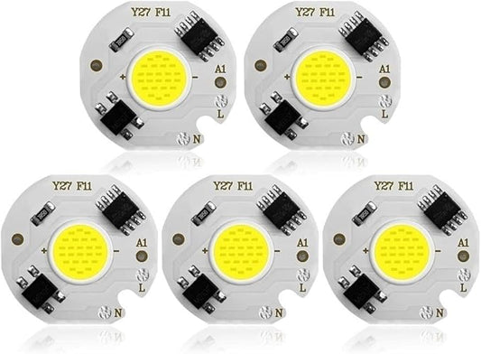 Home Bulbs 5Pcs LED COB Chip 220V 9W 7W 5W 3W Smart IC for DIY LED Light Bulb Downlight Spotlight No Need Power Supply Household Lamp (Emitting Color : Warm White, Wattage : 7w)