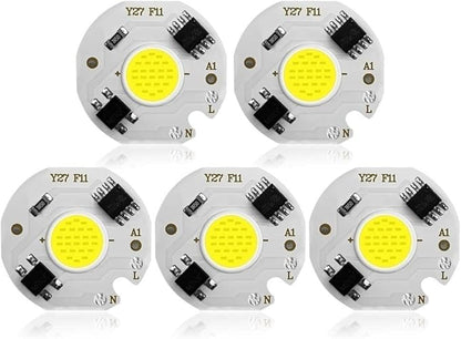 Home Bulbs 5Pcs LED COB Chip 220V 9W 7W 5W 3W Smart IC for DIY LED Light Bulb Downlight Spotlight No Need Power Supply Household Lamp (Emitting Color : Warm White, Wattage : 9w)