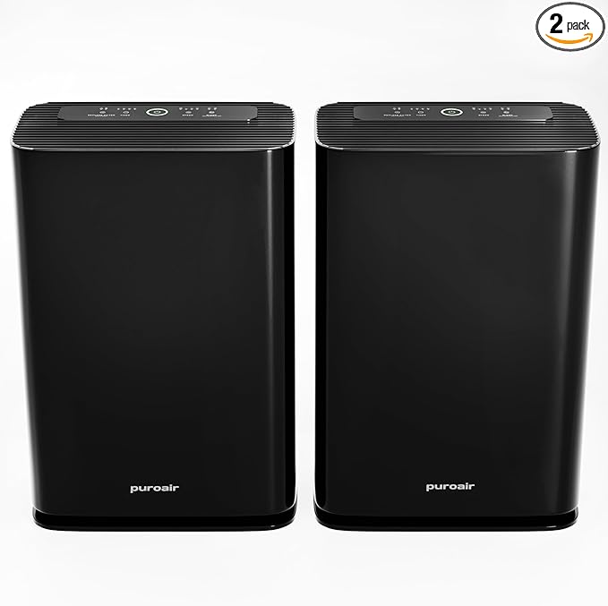 PuroAir 400 HEPA Air Purifiers for Home Large Rooms - Covers 2,000 Sq Ft - Filters Up to 99.9% of Pollutants, Smoke, Pollen, Dust, and VOCs - Quiet HEPA Air Filter - Air Purifiers for Bedroom (2 Pack)