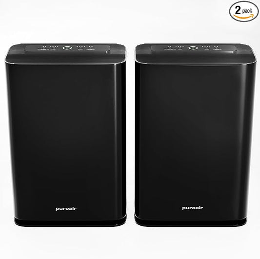 PuroAir 400 HEPA Air Purifiers for Home Large Rooms - Covers 2,000 Sq Ft - Filters Up to 99.9% of Pollutants, Smoke, Pollen, Dust, and VOCs - Quiet HEPA Air Filter - Air Purifiers for Bedroom (2 Pack)