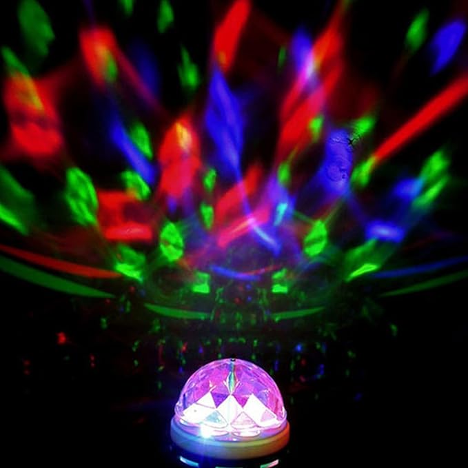 Luqeeg E27 Disco Light Bulb, Color Changing Light Bulb, Rotating RGB Party Light Lamp, LED Strobe Bulb Strobe Light, Crystal Disco Bulb for Disco, Birthday, Party, Bar, Karokee,