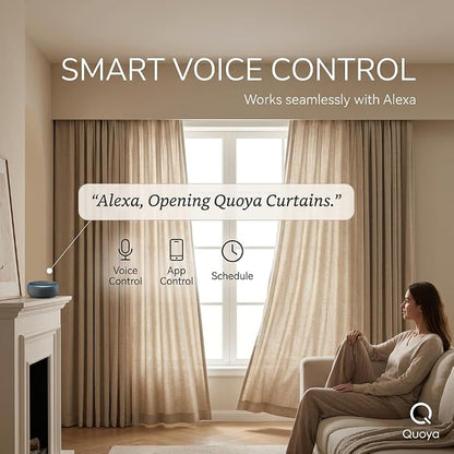 Quoya Smart Electric Curtain Track AT5810【Up to 5m (196in) - Motorised and Adjustable 】 Automated Rail Motor with App, Voice, Remote Control, Compatible with Alexa, Google and Siri