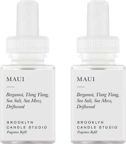 Pura & Brooklyn Candle Studio Home Scent Refill - Smart Home Air Diffuser - Up to 120-Hours of Luxury Fragrance per Refill - Spring & Summer Fragrance - 2 Pack, Maui