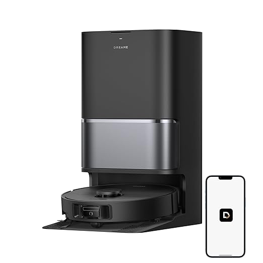 DREAME L40 Ultra Gen 2 Robot Vacuum and Mop with 25,000Pa Suction, Extendable Side Brush and Mop, All-in-One Self-Emptying & Cleaning Dock, Voice & App Control, Black