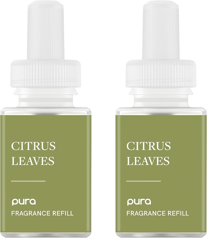 Pura Malodor Scent Refill - Smart Home Air Diffuser - Long-Lasting Premium Fragrance per Refill - Clean Diffuser Fragrance - Air Deodorizer & Odor Eliminator - 2 Pack, Citrus Leaves