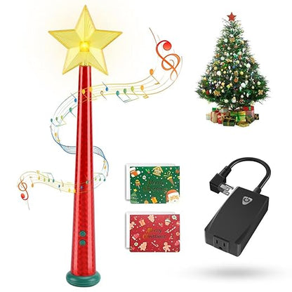 Magical Christmas Wand Remote Control Outlet | Christmas Tree Remote Control | Christmas Tree Decorations | Christmas Tree Ornaments | No Batteries Included | Smart Outlet with 100 Ft Range - Red