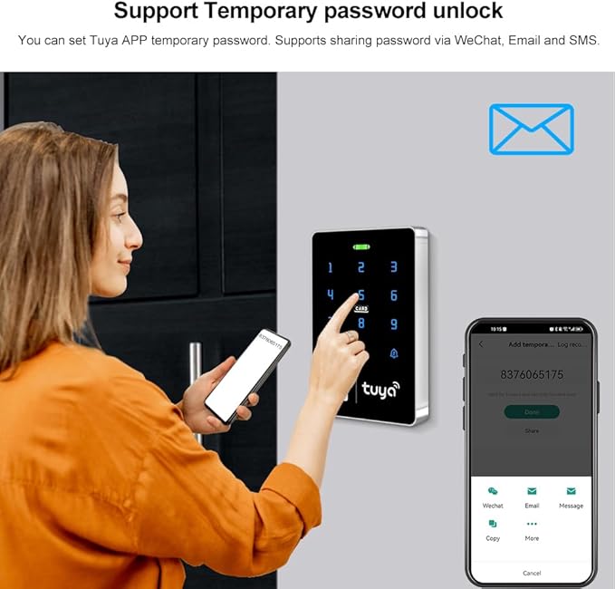 S10 TUYA Wi-Fi Access Control Keypad, IP68 Waterproof, RFID Touchscreen Access Controller, Mobile App Door Opening, Password Keypad, 1000 User Capacity, Home Single and Double Door Access
