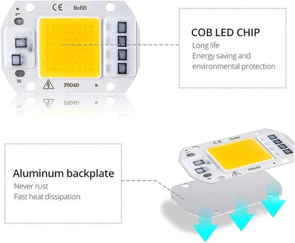 3pcs Real Power 220V 110V COB LED Chip 50W 30W 20W Smart IC COB Diode LED Beads DIY Spotlight Floodlight F6040 Not Need Driver(50w f6040,220V_Cold White)