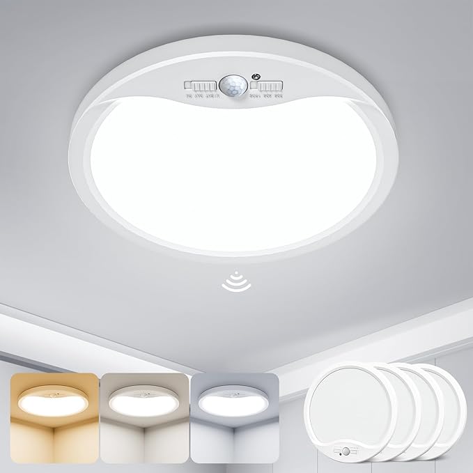 zemty 4 Pack 9 Inch Motion Sensor Ceiling Lights Wired, 18W 1800lm 3CCT/3 Mode/30-120s Timer, Bright White LED Flush Mount Light Fixture Motion Activated for Closet Pantry Hallways Stairwells Garage
