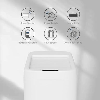 ELLO&ALLO Garbage Can Motion Sensor Trash Can 13 Gallon for Kitchen with Roll Up Lid, Automatic Touchless High-Capacity Waste Bin, White