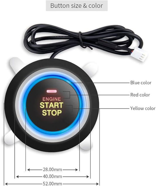 EASYGUARD EC004 Smart RFID Push Engine Start Button kit & Keyless Go System Upgrade Key Start to Push Start Cars Fits for Most DC12V Cars