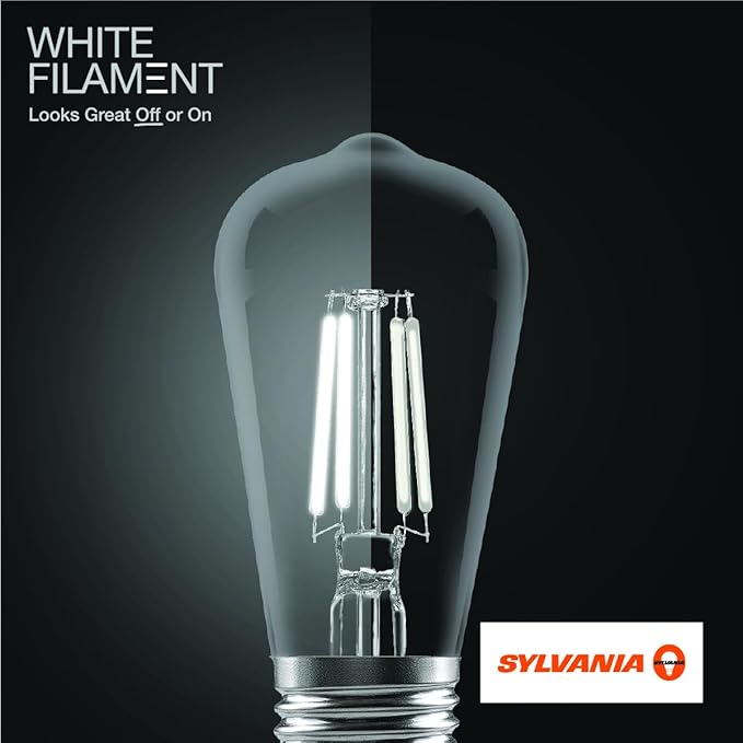 Sylvania ST15 Clear LED White Filament Bulb, 5.5W, Dimmable, 500 LMS, Medium Base, 2700K, Soft White - 2 Pack (42268)