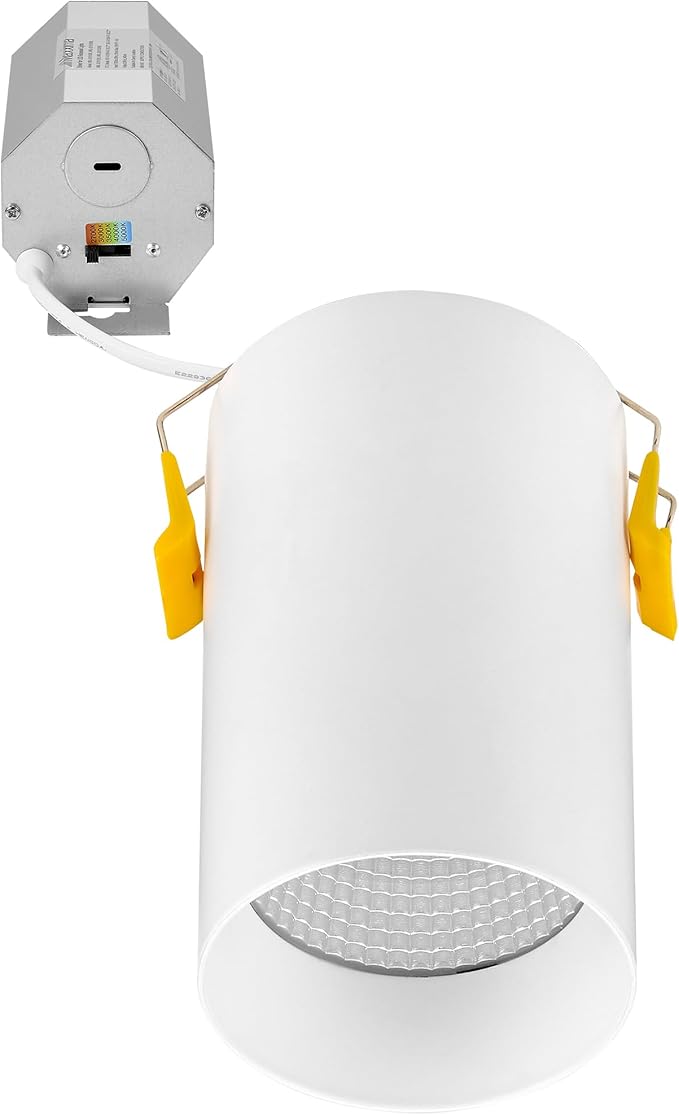 Maxxima 3 in. LED Cylinder Downlight, Recessed Ceiling Spot Light, 1000 Lumens, 5 CCT Selectable 2700K/3000K/3500K/4000K/5000K, Dimmable, White, 90 CRI, IC Rated, Canless, J-Box Included