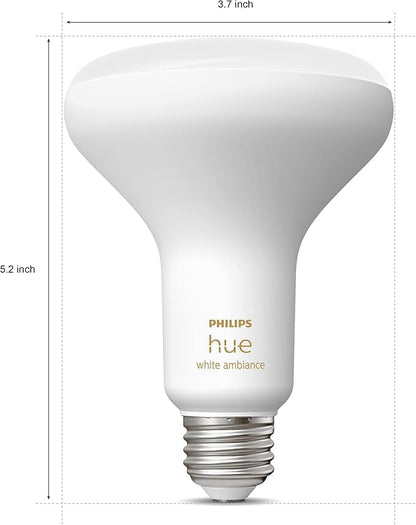 PHILIPS Hue White Ambiance BR30 LED Smart Bulbs (Bluetooth Compatible) Hue Smart Dimmer Switch Bundle | Control Your Lighting