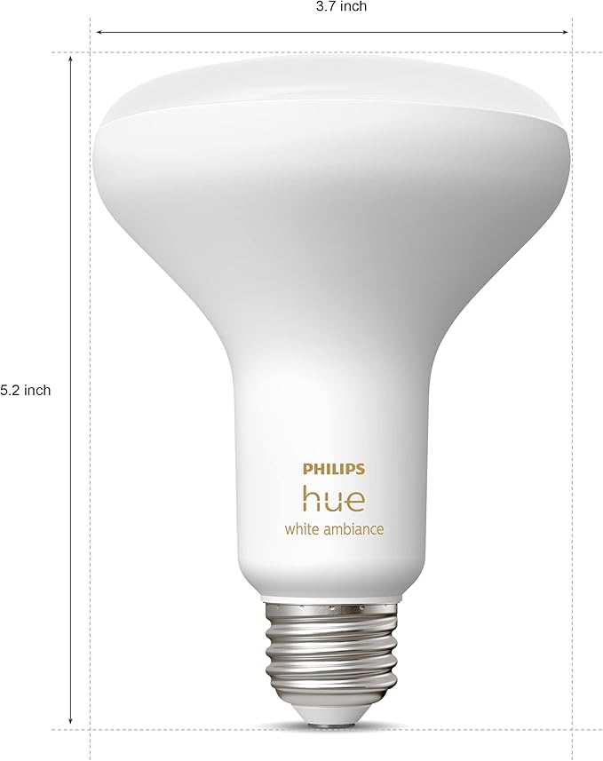 PHILIPS Hue White Ambiance BR30 LED Smart Bulbs, Compatible with Alexa, Google Assistant, and Apple HomeKit, New Version, 2 Bulbs & Bridge Smart Lighting Hub - White