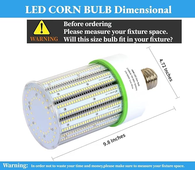 TJBB 2 Pack 150W E39 Large Mogul Base LED Corn Cob Light Bulb, 21,000 Lumens 5000K Daylight, 800W MH/HPS Replace for Garage Warehouse High Bay Parking Lot Lighting