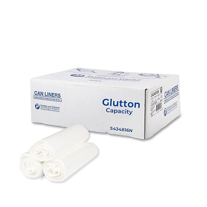 Inteplast Group S386014N 60-Gallon 14 Microns 38 in. x 60 in. High-Density Interleaved Commercial Can Liners - Clear (200-Piece/Carton)