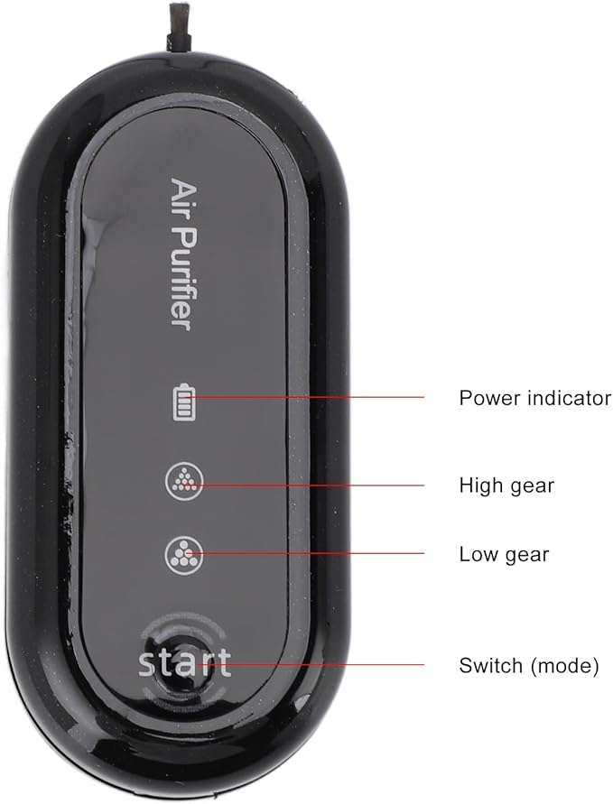 Wearable Air Purifier, Portable Air Purifier Necklace USB Rechargeable for Travel Outdoor, Lasts 30-60 Hours