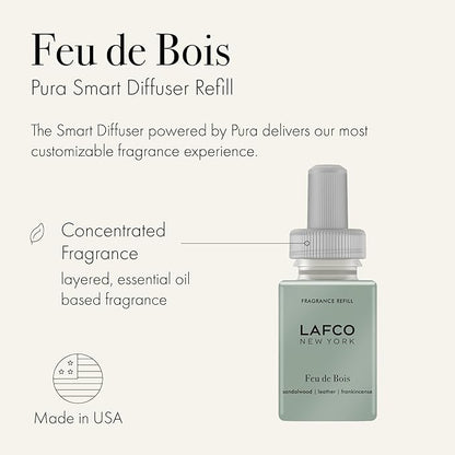 LAFCO New York Pura Smart Device Refill, Feu de Bois - Pack of 2 - Vial Delivers Up to 2 Weeks of Fragrance Life - Made in The USA
