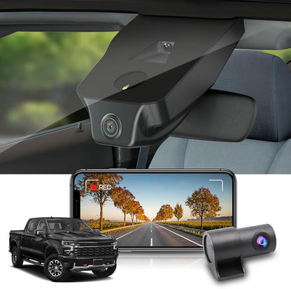 Fitcamx Front 4K+Rear 1080P Dash Cam Adapts for Chevy Silverado (HD2-6272, with 6 Vents) 2022-2025 & EV, OEM Look, Dual HD Video, WiFi & APP, Loop Recording, G-Sensor, Easy to Use, 128GB Card