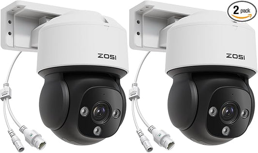 ZOSI C290 4K Add-On PoE IP Camera Outdoor Indoor, 2 x 8MP Pan Tilt Wired IP Camera, AI Person/Face/Vehicle Detection, 2-Way Talk, Auto Tracking, Night Vision, Siren Alarm, Only Work with ZOSI PoE NVR