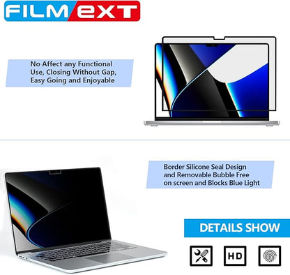 FILMEXT Macbook Pro 16 inch Privacy Screen Protector (M5 M4 M3 M2 Max/Pro M1, A3186 A3403 A2485 A2991 A2780),Bubble Free Privacy Screen for Macbook pro 16.2 2026-2021 Eye Care/Anti-Glare Filter