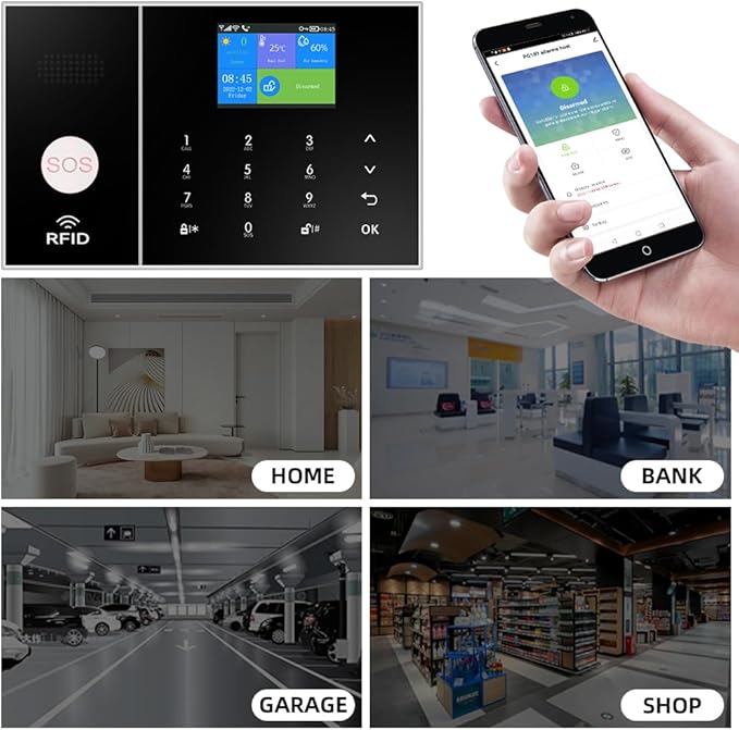 YBJ Alarm System for Home Security |16-Piece Kit – Home Security System | Expandable | Easy Setup | Mobile App Control | 24/7 Professional Monitoring | Alexa and Google Assistant Compatible