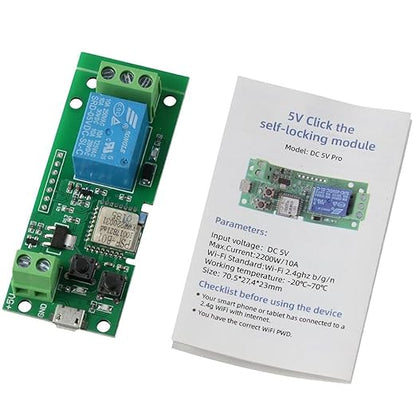 WiFi Wireless Intelligent Remote Control Module,Inching Self-Locking Relay Module, 1 Channel Smart Home Switch