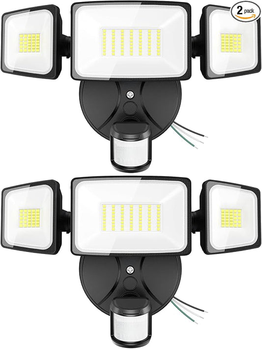 Onforu 2 Pack 75W LED Motion Sensor Outdoor Lights, 7000LM Dusk to Dawn Outdoor Lighting, 6500K Motion Detector Flood Light, IP65 Waterproof Hardwired LED Security Light for Yard Garage