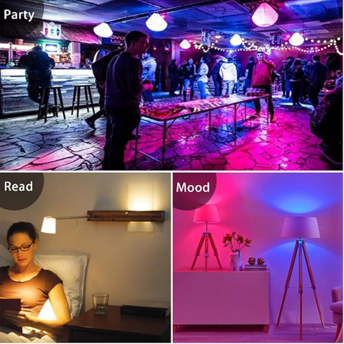 RGBW Color Changing LED Light Bulbs, A19 E26 Screw Base IR Remote Control Dimmable with Memory Function 60W Equivalent for Home Decoration Stage Bar Party (RGB+Daily Lighting, 2-Pack)