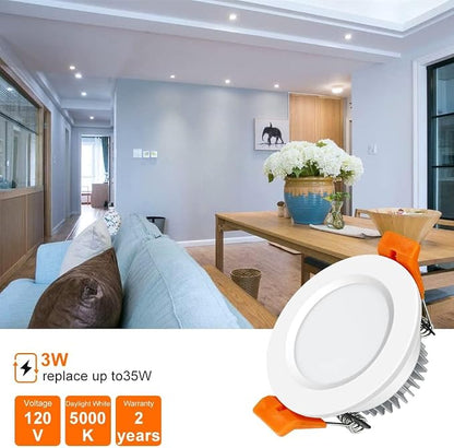 inShareplus 2 Inch LED Recessed Lighting, Downlight Dimmable 3W (35W Equivalent), 5000K Daylight White, CRI80, Recessed Light Fixtures with LED Driver (1 Pack)