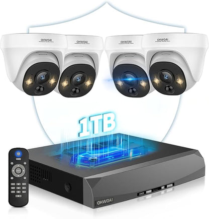 《4K Ultra HD &130° Wide Angle》POE Security Camera System Outdoor, Wired IP Cameras with 8CH NVR Systems, Video Surveillance DVR Kits with PIR Motion Detection
