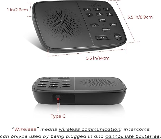 Hosmart Intercoms Wireless for Home UltraSpeak, 2025 Full Duplex Wireless Intercom System for Business, Room to Room Intercom Two Way Real-time Intercom with 1300 Feet Range (3 Stations)