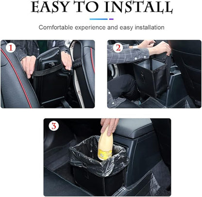 Fekey&JF Foldable Car Trash Can, Hanging Waterproof Leakproof Trash Can Storage Bag for Car with Large Capacity, Car Interior Accessories (Small)