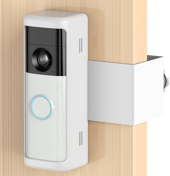 No-Drill Doorbell Mount with Rain Cover, Anti-Theft Door Bracket | Compatible with Battery Doorbell/Plus/Pro(2026 Model),Quick Install Doorbell Camera Holder for Rental Apartment,White