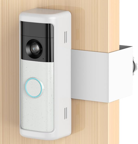 No-Drill Doorbell Mount with Rain Cover, Anti-Theft Door Bracket | Compatible with Battery Doorbell/Plus/Pro(2026 Model),Quick Install Doorbell Camera Holder for Rental Apartment,White
