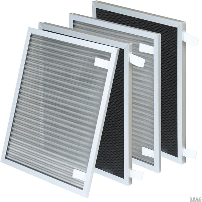 Replacement Filters Compatible with Nuwave Oxypure Zero Smart Air Cleaner Purifier Model 47351, 47251, 47261, 2 Stainless Steel Pre-filters and 2 Activated Carbon Coated Filters